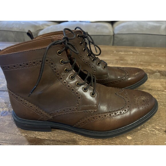 Stafford Mens 11M Brown Leather Wingtip Chukka Boots Dress Casual Lace Up EUC main image 7